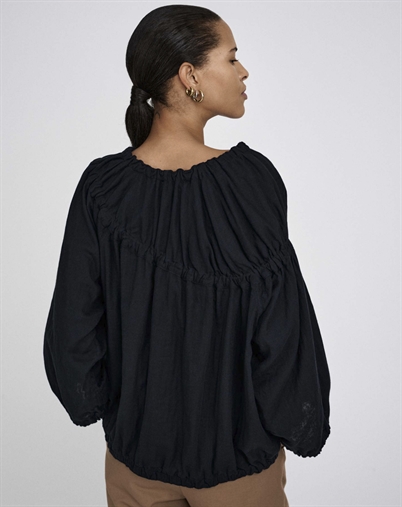 Rabens Saloner - Lotte Cotton Elasticated Top - Black